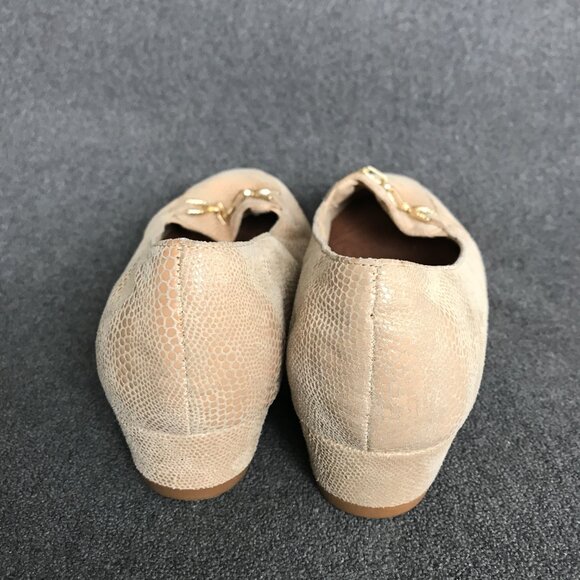 Ros Hommerson Taylor Nude Lizard Print Leather Loafers Womens Shoes Size 8.5 WW - Picture 10 of 13